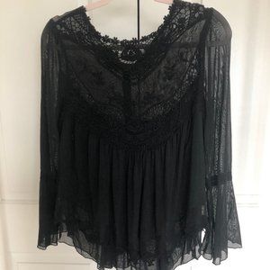 Black Sheer Long Sleeve Decorative top